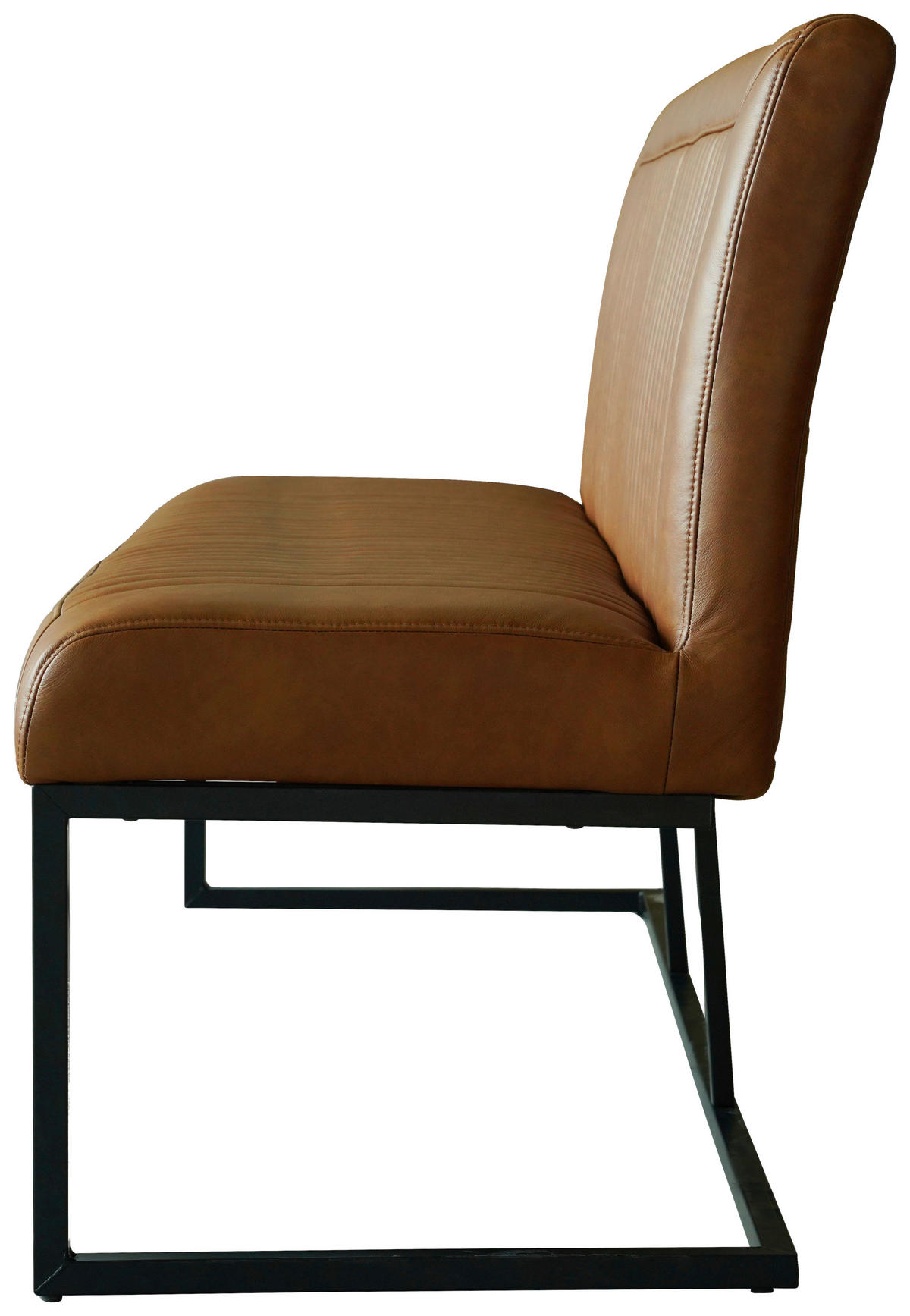 SITZBANK in Metall, Leder Schwarz, Cognac  - Cognac/Schwarz, Design, Leder/Metall (170/92/63cm) - Ambia Home
