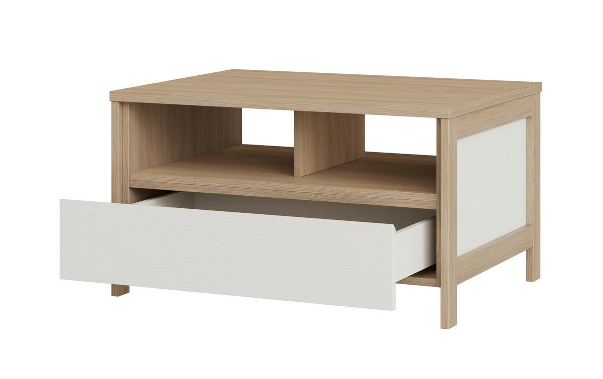 COUCHTISCH rechteckig Weiß  - Eichefarben/Weiß, Design, Holzwerkstoff (80/46/60cm) - MID.YOU