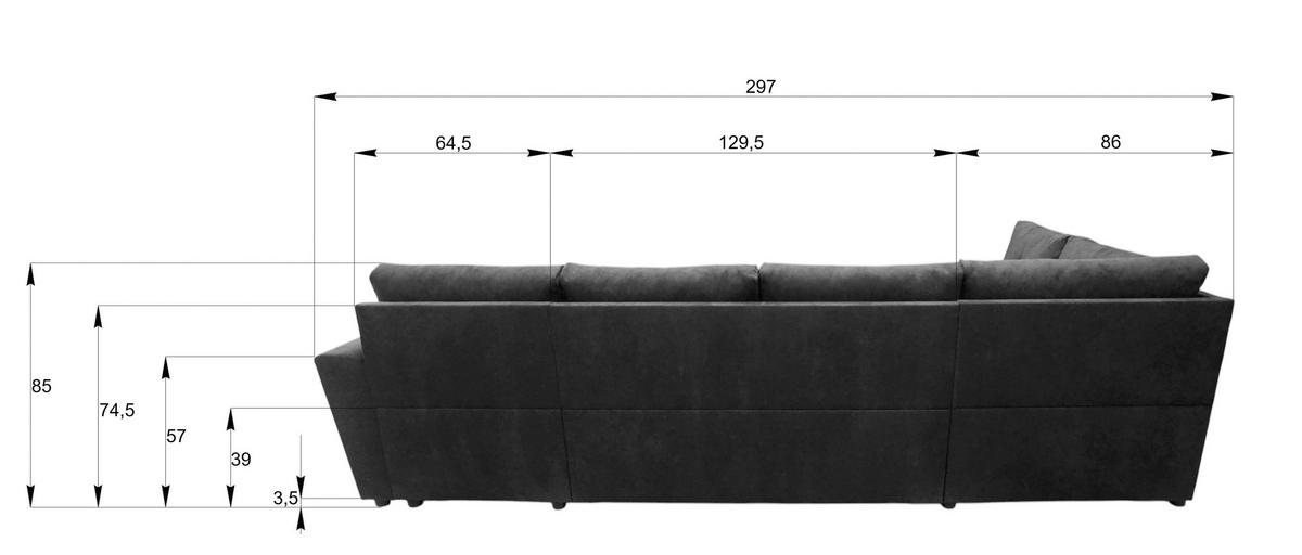 WOHNLANDSCHAFT TERMOLI Anthrazit Jacquard  - Anthrazit/Schwarz, Design, Kunststoff/Textil (212/297/155cm) - MID.YOU