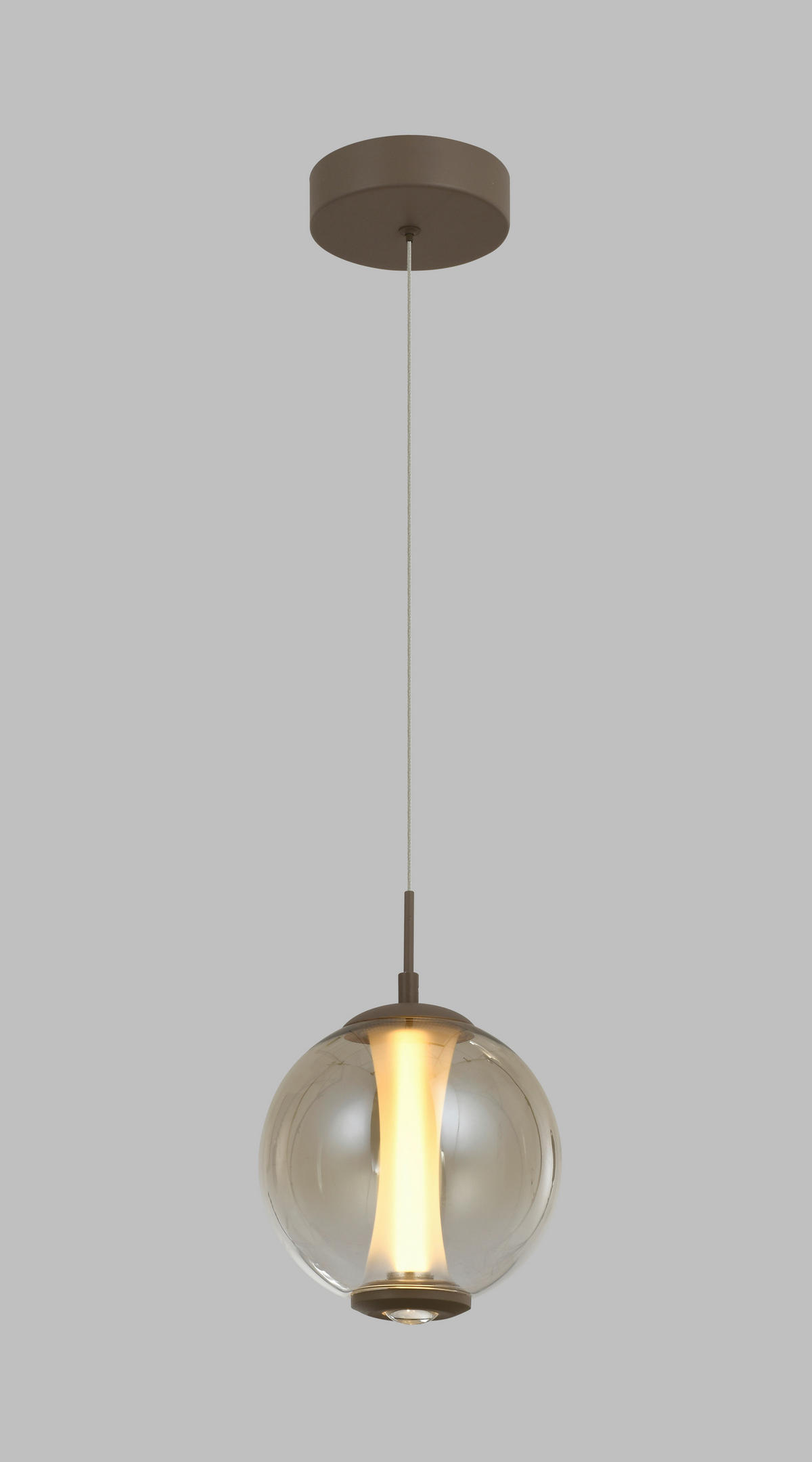 ZÁVĚSNÉ LED SVÍTIDLO, 18/150/18 cm  - pískové barvy, Design, kov/sklo (18/150/18cm)