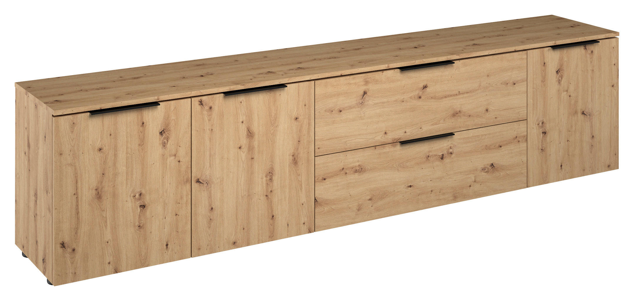 LOWBOARD Eichefarben - Eichefarben/Schwarz, Basics, Holzwerkstoff/Kunststoff (225,2/55/40cm)