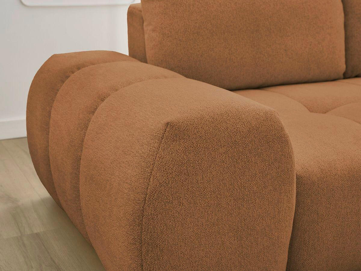 ECKSCHLAFSOFA EVEREST  mit Rücken echt, Armteil links, Armteil rechts Flachgewebe Orange  - Schwarz/Orange, MODERN, Kunststoff/Textil (318/180cm) - Livetastic