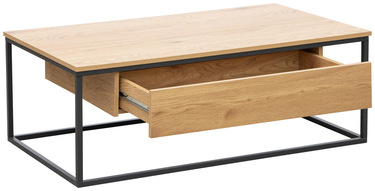 COUCHTISCH 110/60/40 cm rechteckig Schwarz, Eichefarben  - Eichefarben/Schwarz, Design, Holzwerkstoff/Metall (110/60/40cm) - Carryhome
