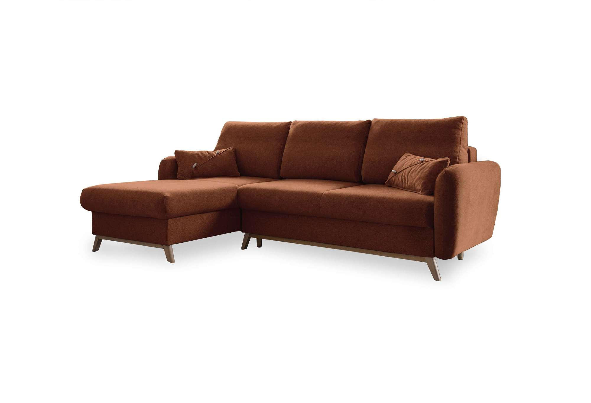 HÖRNSOFFA i chenille terrakotta  - terrakotta/naturfärgad, trä/textil (157/235cm) - MID.YOU