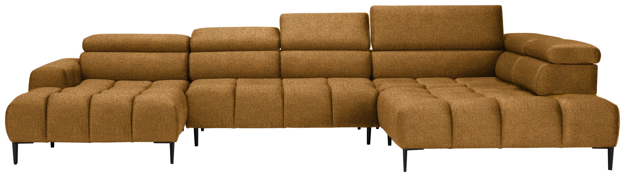 WOHNLANDSCHAFT in Webstoff Currygelb  - Currygelb/Schwarz, Design, Textil/Metall (177/385/216cm) - Welnova