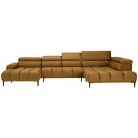 WOHNLANDSCHAFT in Webstoff Currygelb  - Currygelb/Schwarz, Design, Textil/Metall (177/385/216cm) - Welnova