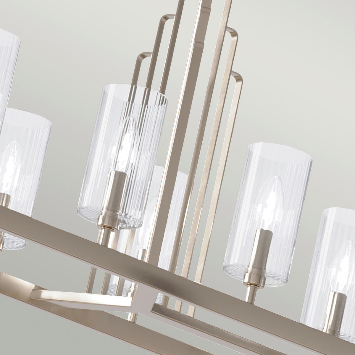 KRONLEUCHTER 113.7/55.8/32.5 cm    - Nickelfarben, Konventionell, Glas/Metall (113.7/55.8/32.5cm) - Elstead Lighting