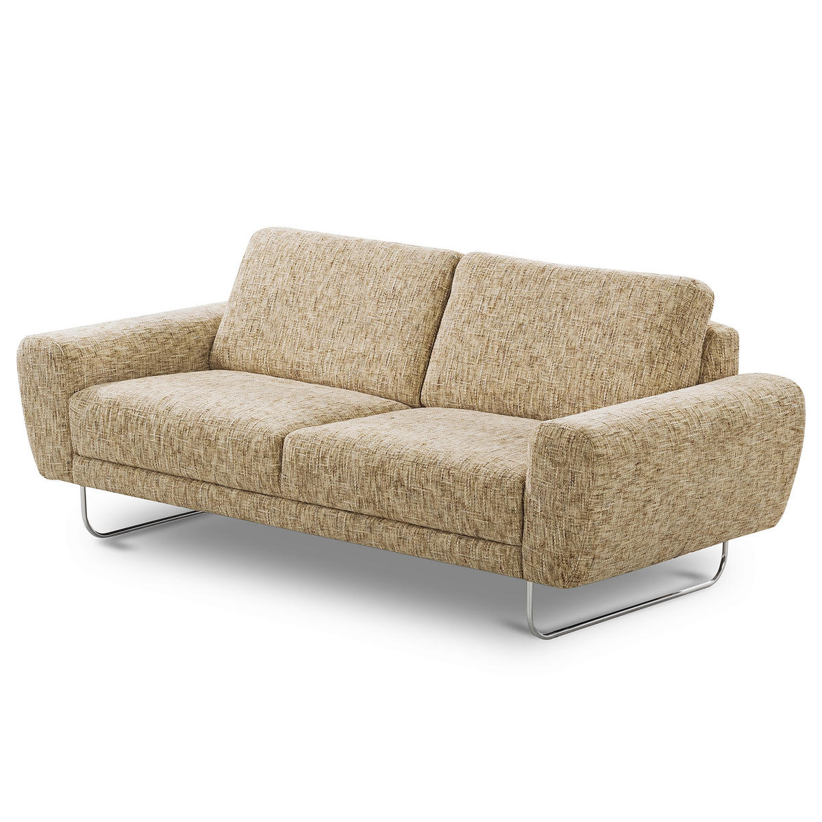 3-SITZER-SOFA SPRING in Webstoff Hellbraun Modern  - Chromfarben/Hellbraun, Design, Textil/Metall (187/85/92cm) - Livetastic