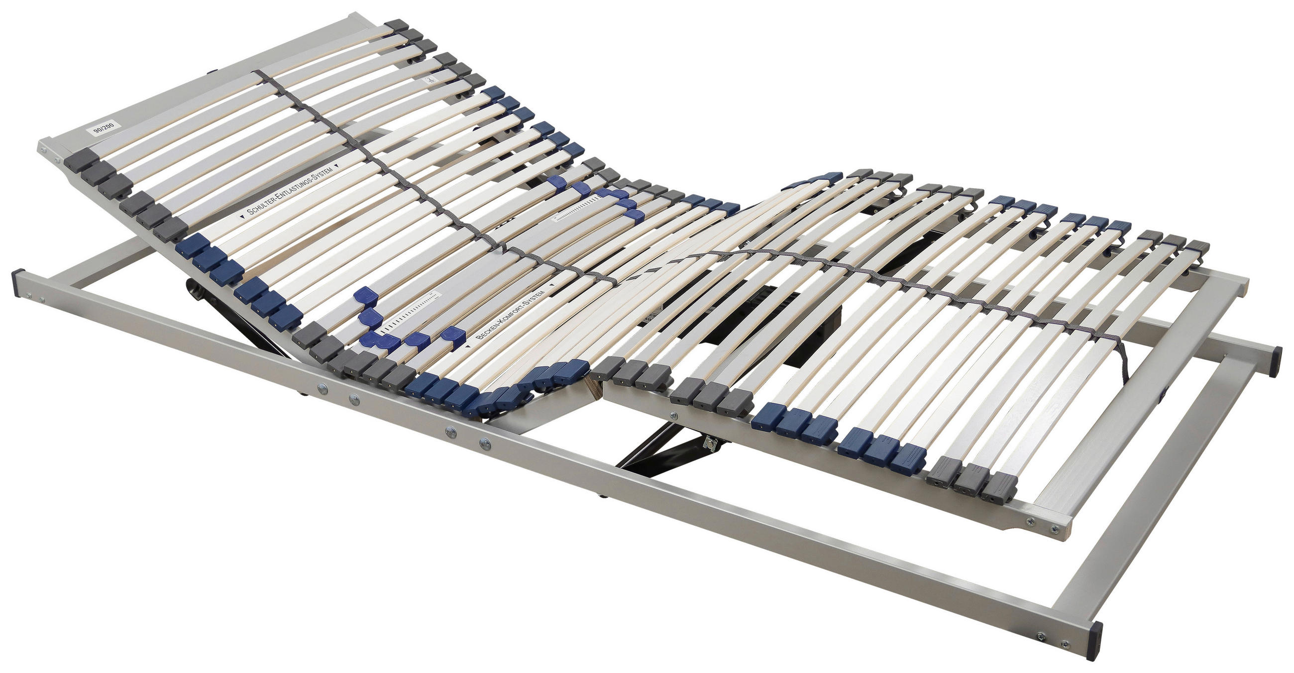 ELEKTRISCHER LATTENROST 90/200 cm  - Silberfarben/Naturfarben, KONVENTIONELL, Holz (90/200cm) - Sembella