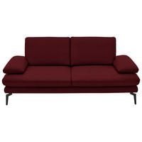 2,5-SITZER in Echtleder Dunkelrot  - Schwarz/Dunkelrot, Design, Leder/Metall (196/86/104cm) - Dieter Knoll
