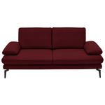 2,5-SITZER  in Echtleder Dunkelrot   - Schwarz/Dunkelrot, Design, Leder/Metall (196/86/104cm) - Dieter Knoll