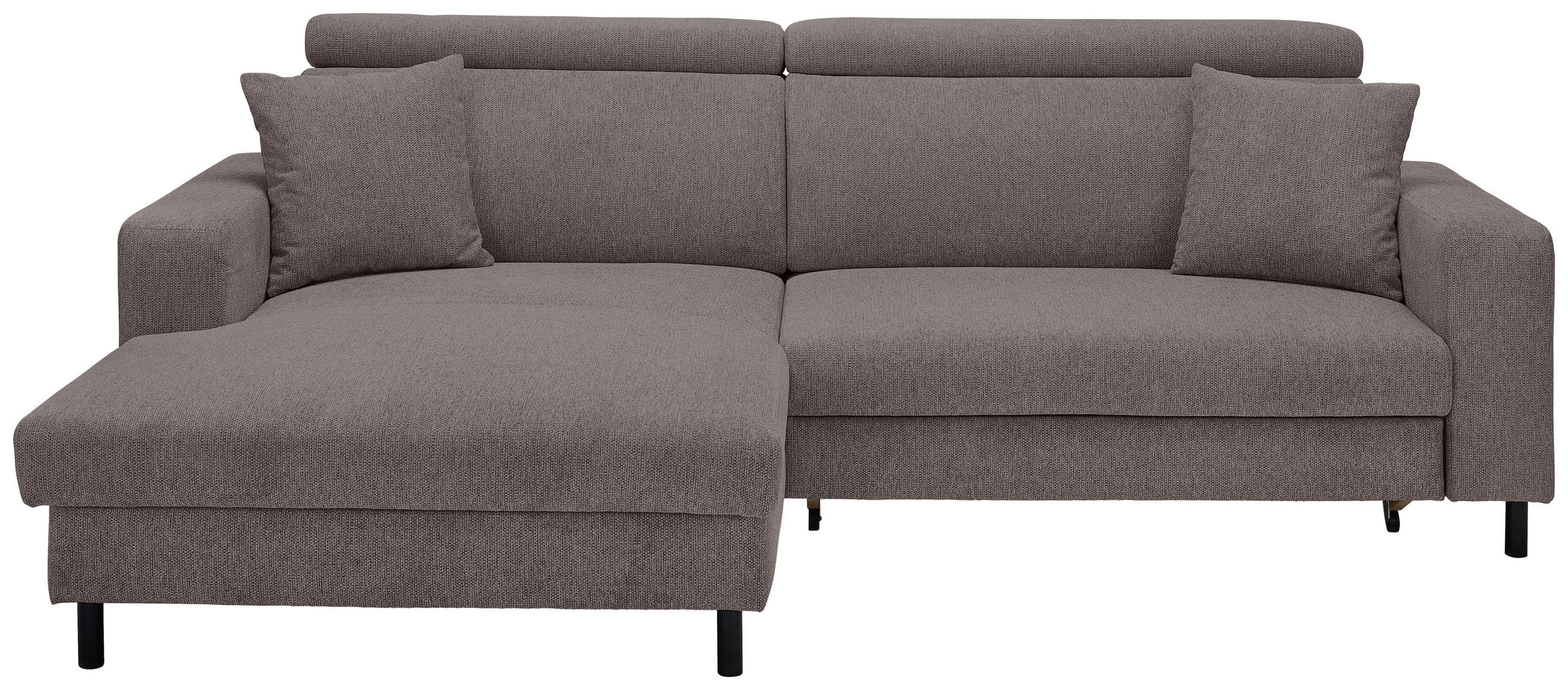 ECKSOFA Mokka Flachgewebe  - Schwarz/Mokka, Design, Textil/Metall (166/262cm) - Xora