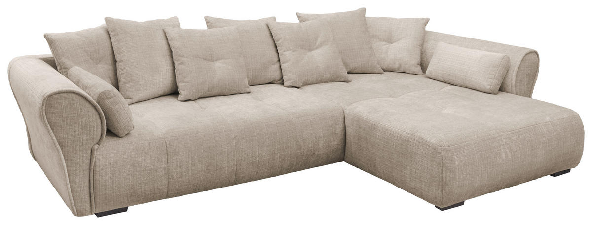 ECKSOFA in Chenille Taupe  - Taupe/Schwarz, Konventionell, Kunststoff/Textil (330/197cm) - MID.YOU