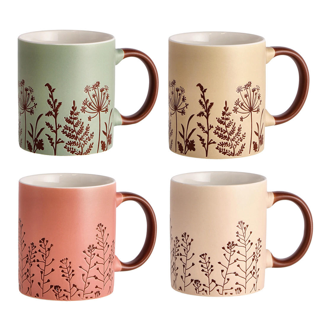 LONČEK ZA KAVO    340 ml      - starinsko roza/bež, Basics, keramika (8/10cm)