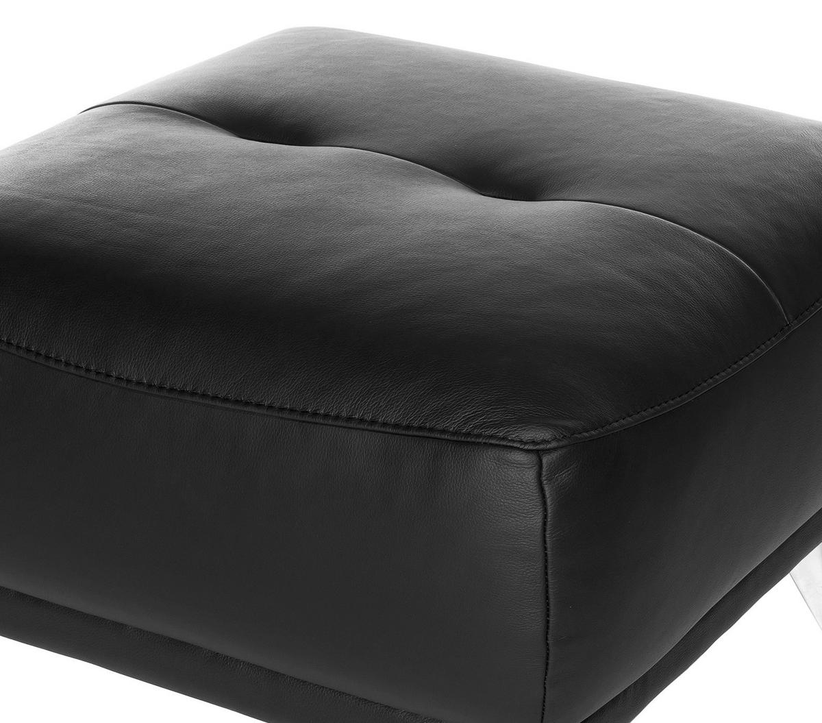 HOCKER in Textil Schwarz  - Chromfarben/Schwarz, Modern, Textil/Metall (65/46/65cm) - MID.YOU