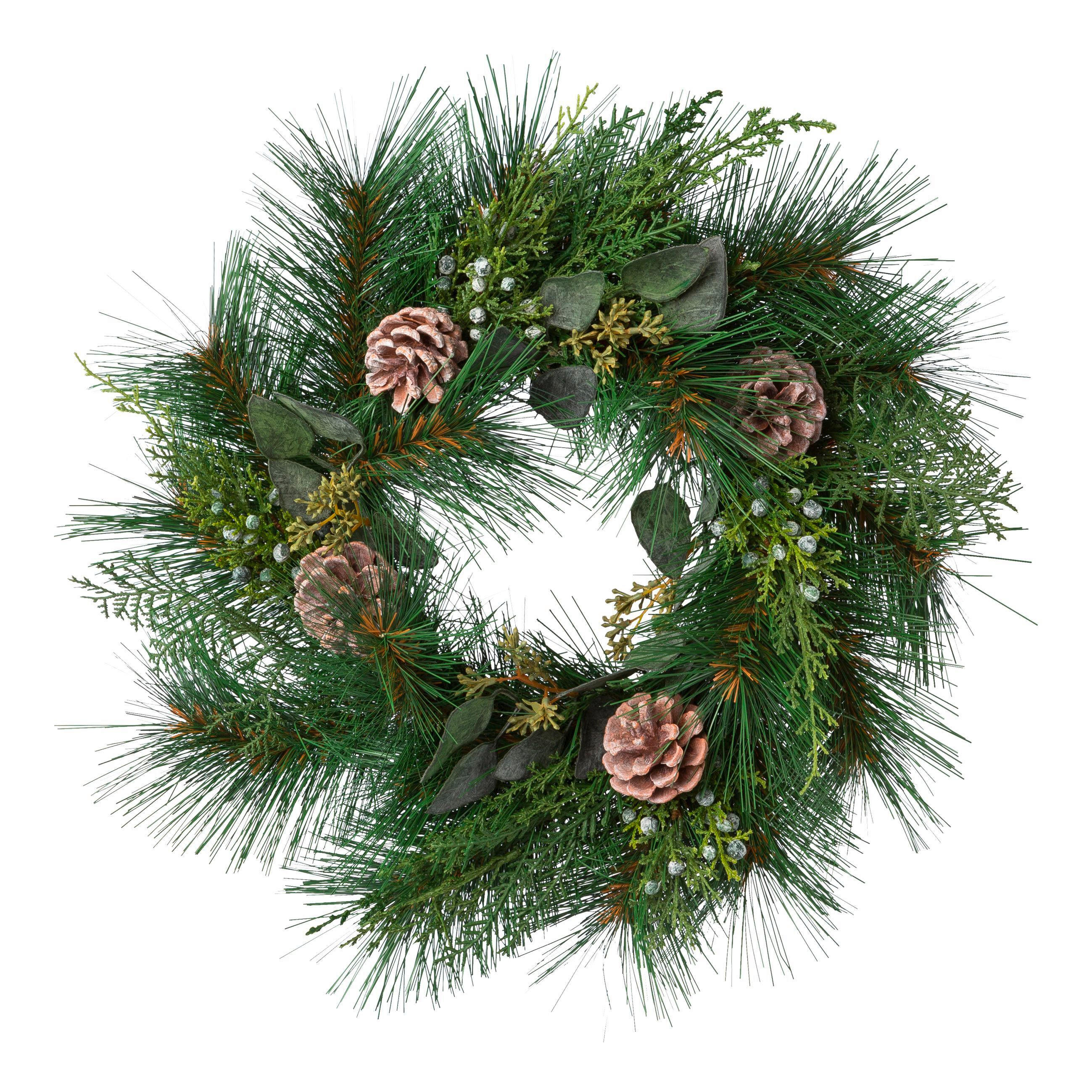 BLUMENKRANZ - Braun/Grün, Basics, Kunststoff (48cm) - X-Mas