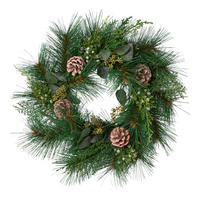 BLUMENKRANZ - Braun/Grün, Basics, Kunststoff (48cm) - X-Mas