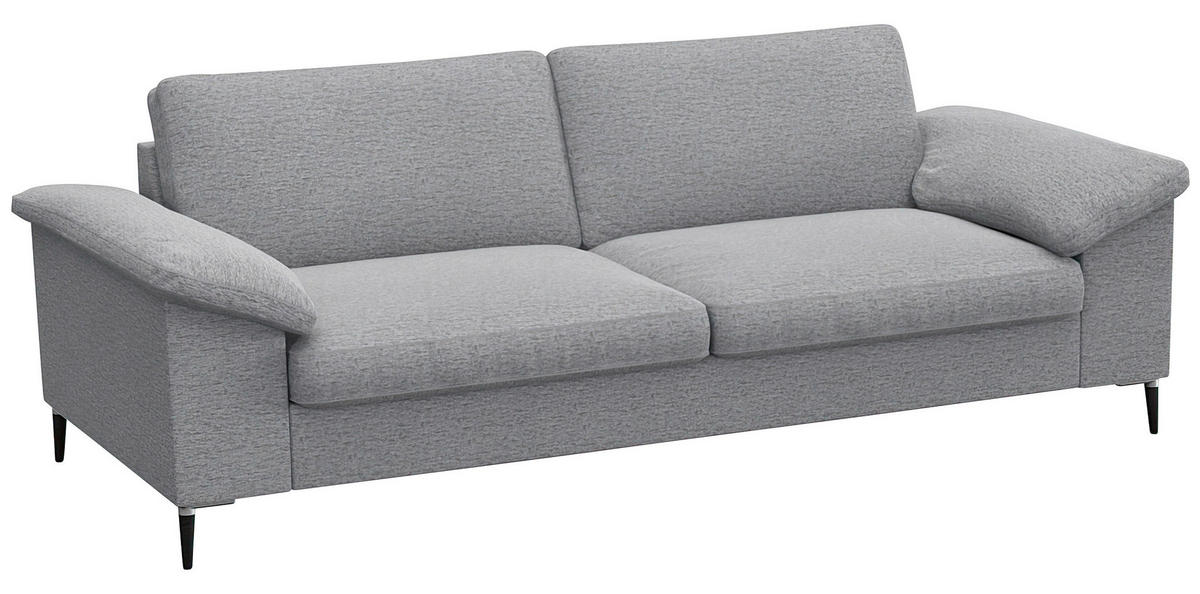 2,5-SITZER Flachgewebe Hellgrau  - Hellgrau/Schwarz, Design, Textil/Metall (208/84,5/92cm) - Livetastic