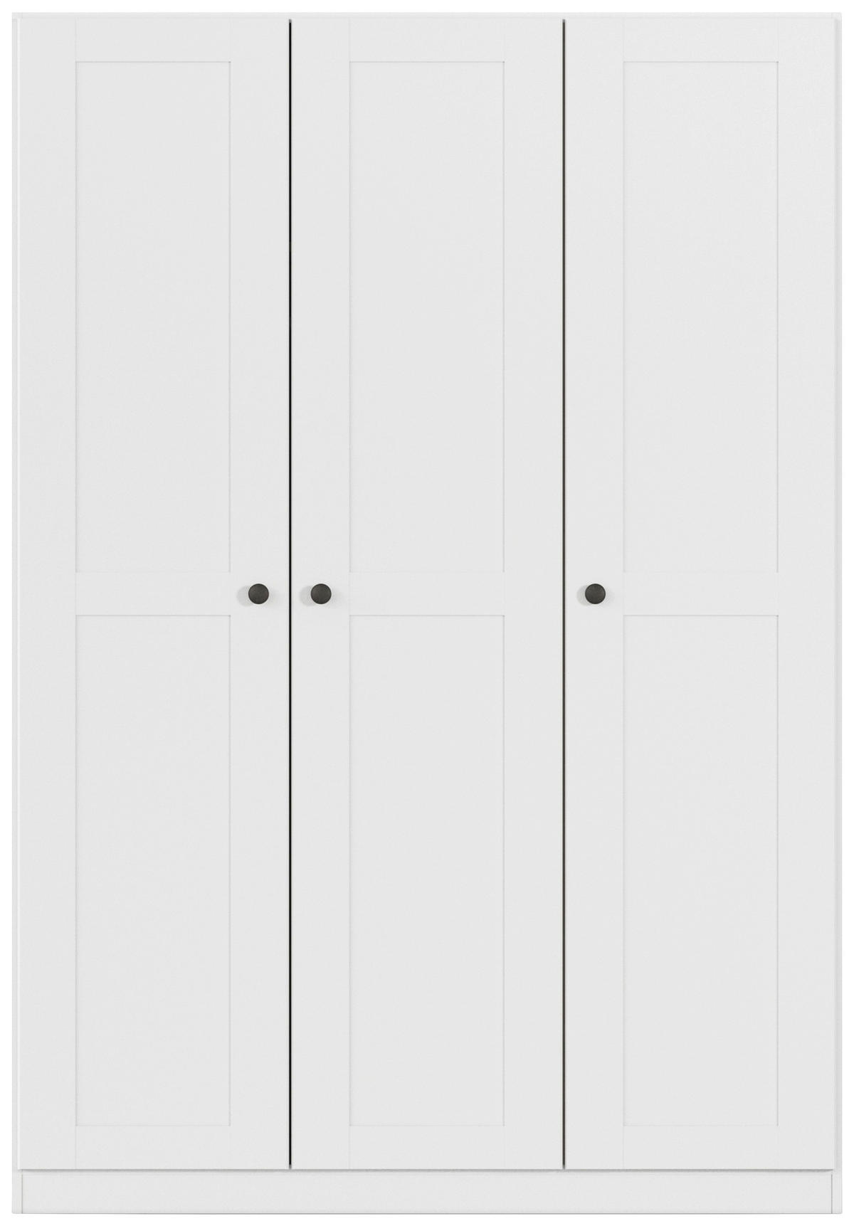 DREHTÜRENSCHRANK 135/197/54 cm,  in Weiß, 3-türig  - Schwarz/Weiß, KONVENTIONELL, Holzwerkstoff/Kunststoff (135/197/54cm) - home24