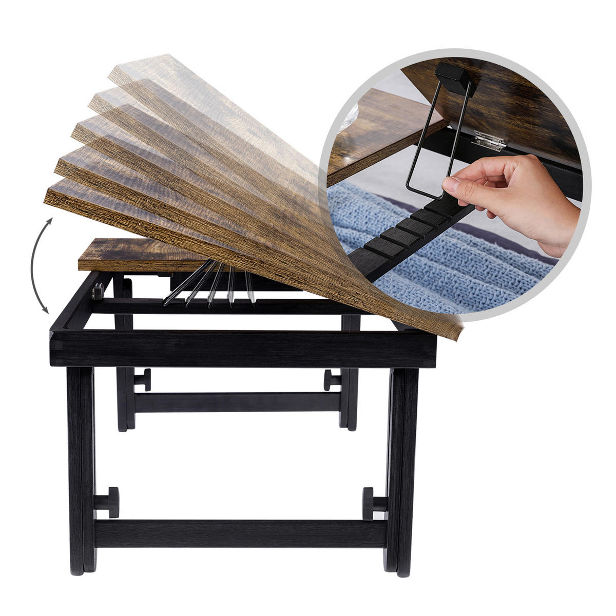 LAPTOPTISCH 55/35/21,5-30,8 cm Braun, Schwarz  - Schwarz/Braun, Basics, Holzwerkstoff (55/35/21,5-30,8cm) - Boxxx