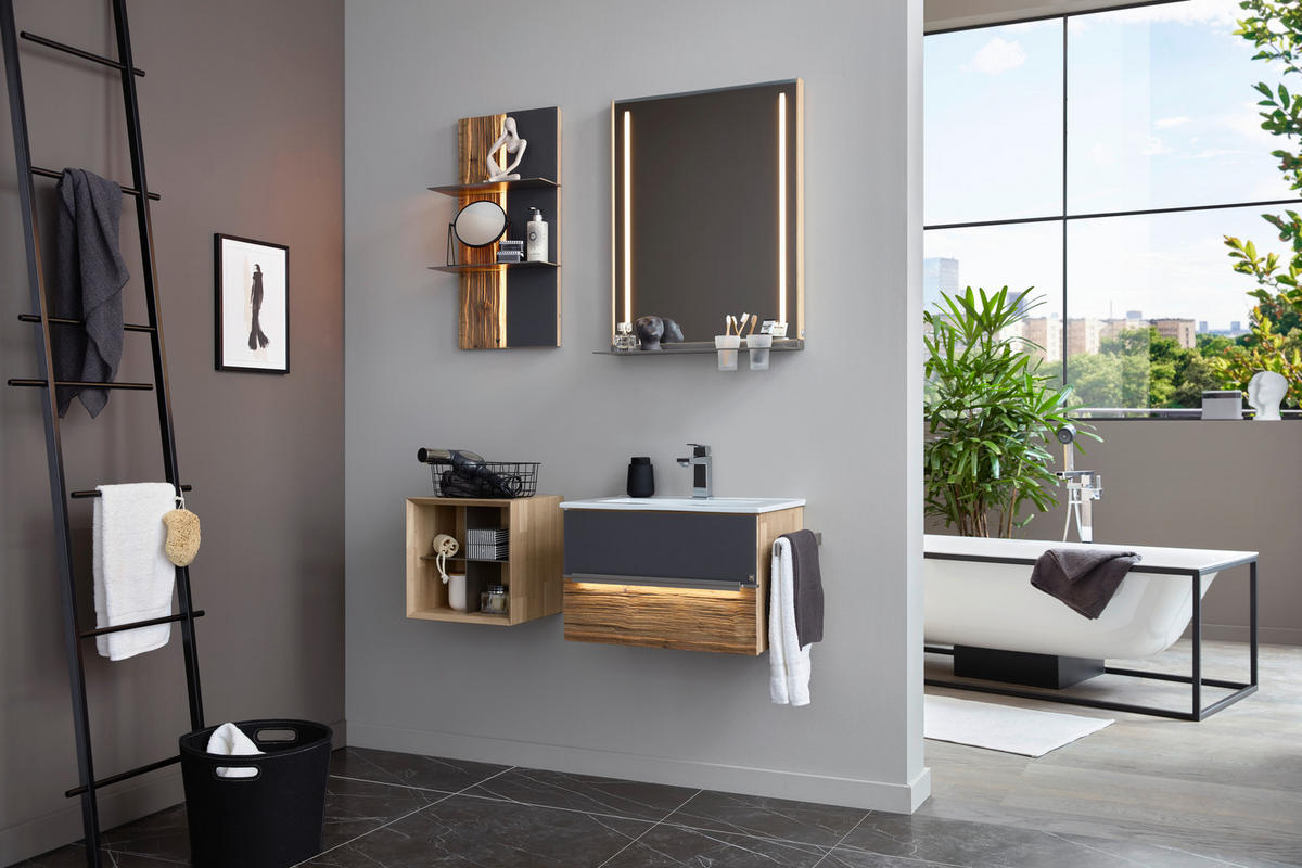 BADEZIMMERSPIEGEL 62/79,8/17 cm  - Eichefarben, Design, Holz (62/79,8/17cm) - Musterring
