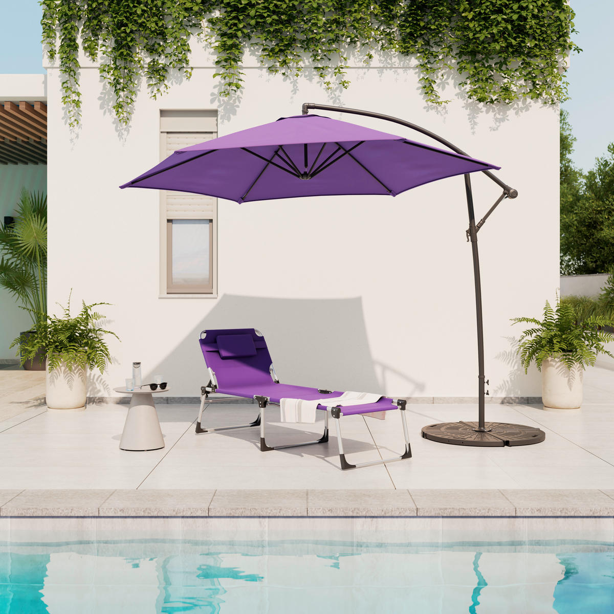 AMPELSCHIRM  300/300 cm  - Anthrazit/Lila, MODERN, Textil/Metall (300/300cm) - Xora