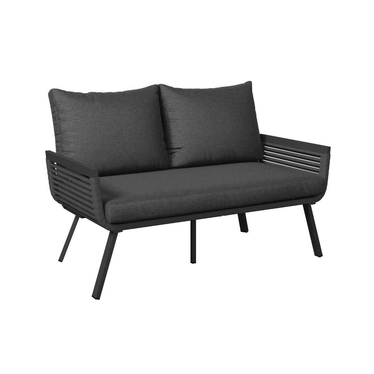 LOUNGEGARNITUR Aluminium  - Anthrazit/Schwarz, MODERN, Glas/Textil (125/74/74cm) - Ambia Garden