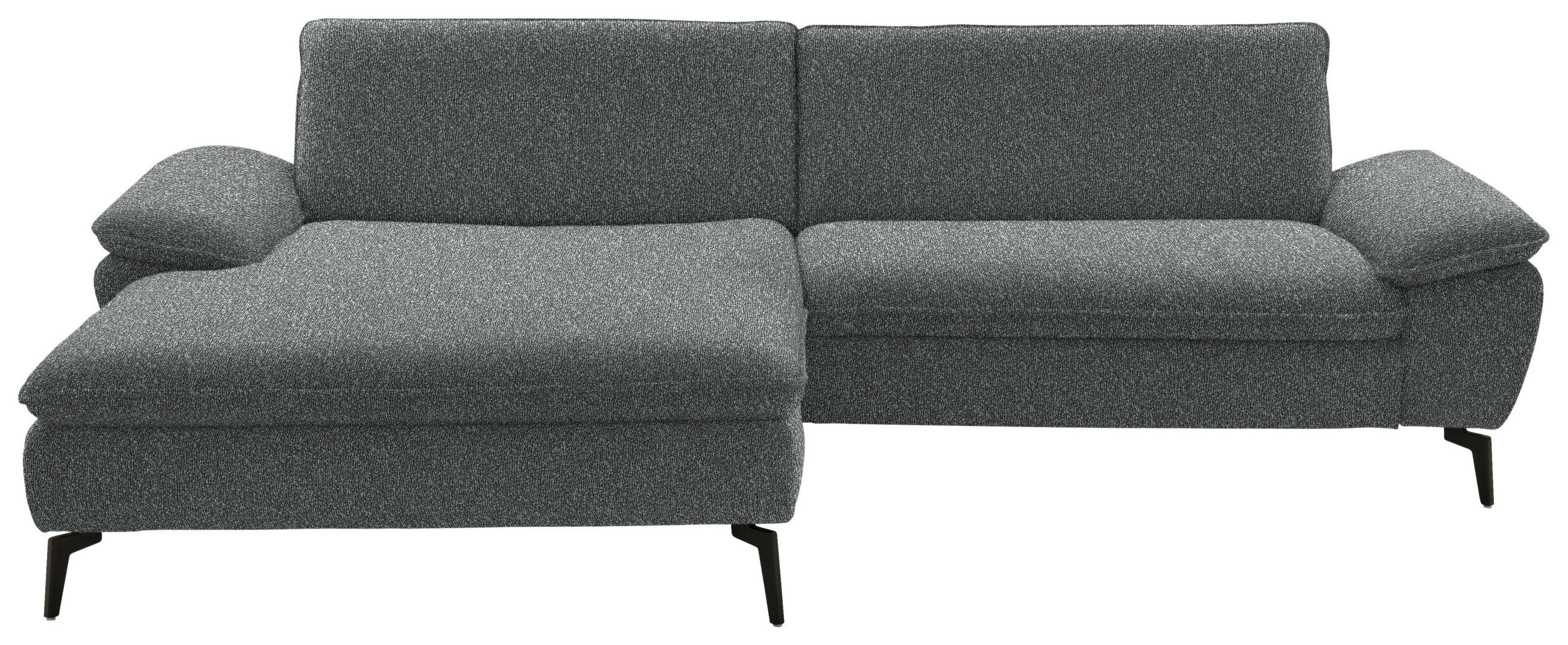 ECKSOFA in Webstoff Anthrazit  - Anthrazit/Schwarz, Design, Textil/Metall (197/295cm) - Valdera