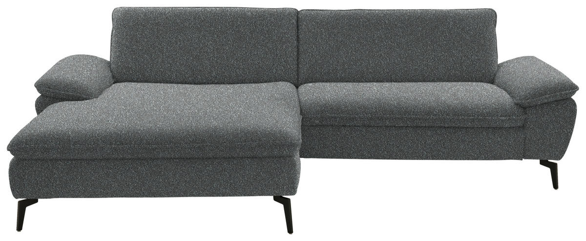 ECKSOFA in Webstoff Anthrazit  - Anthrazit/Schwarz, Design, Textil/Metall (197/295cm) - Valdera