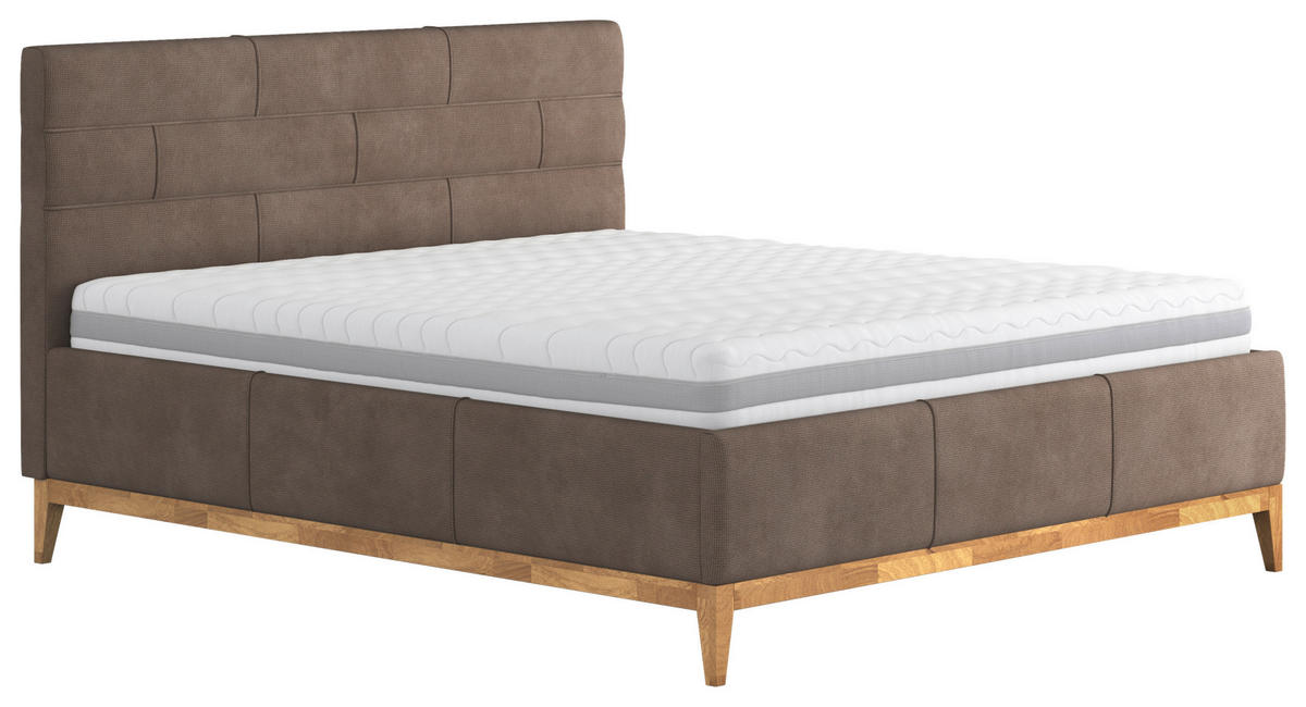 POLSTERBETT 160/200 cm  in Taupe  - Taupe/Weiss, Modern, Holz/Holzwerkstoff (160/200cm) - MID.YOU