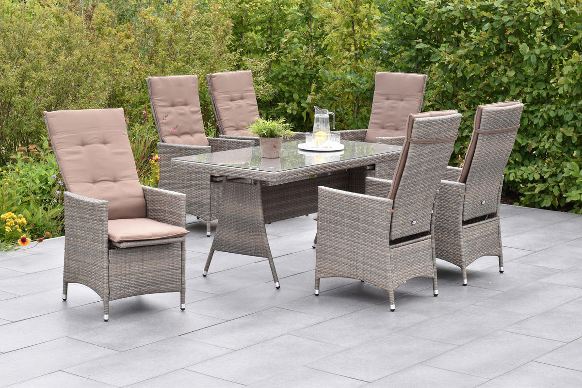 GARTENSET Aluminium  - Beige/Grau, MODERN, Kunststoff/Textil (180/147/183cm) - Gardenson