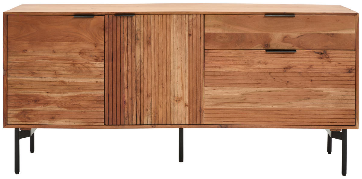 SIDEBOARD Doha  in 180/82/42 cm  - Schwarz/Naturfarben, KONVENTIONELL, Holz/Metall (180/82/42cm) - Livetastic