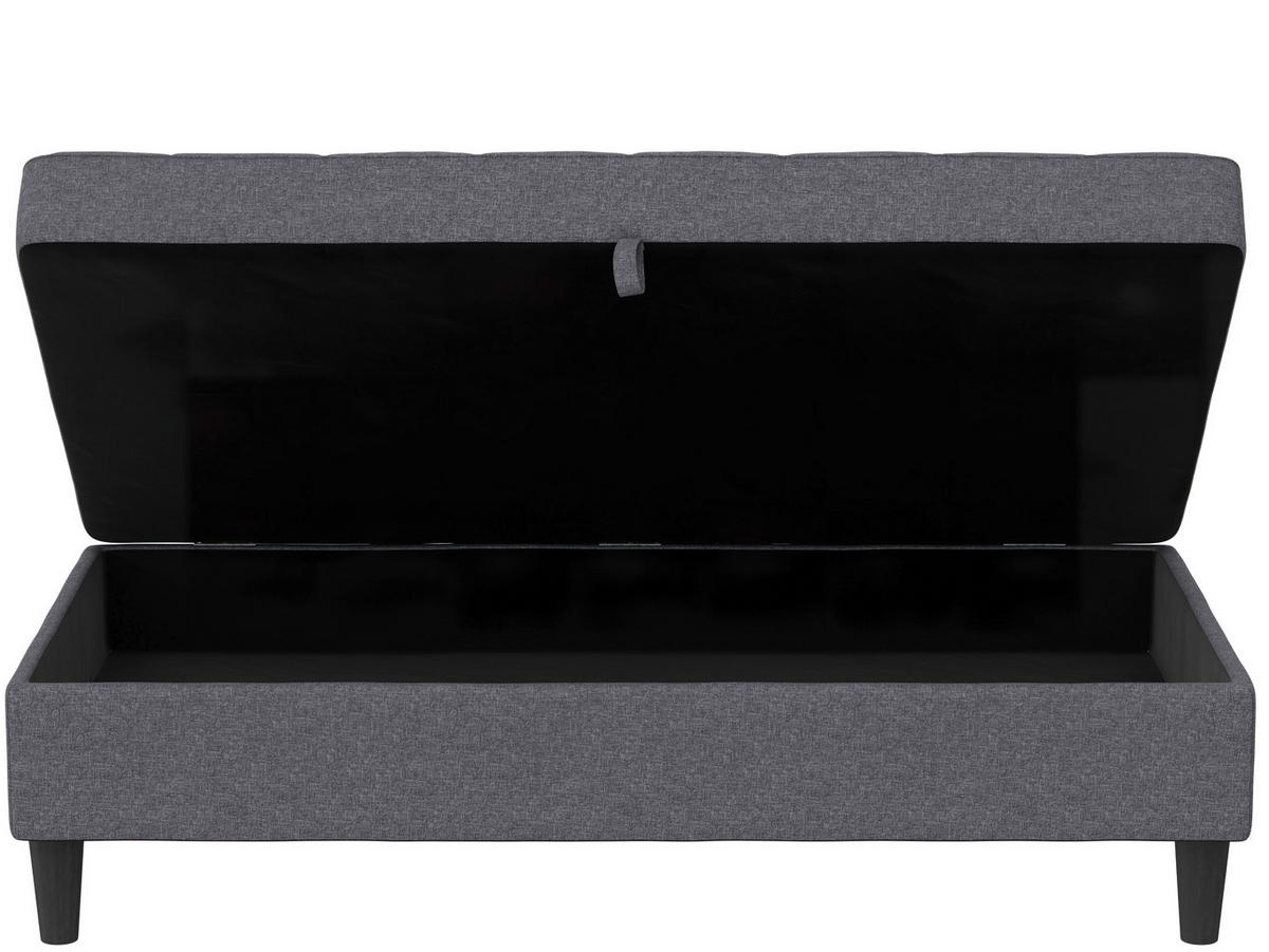 HOCKER PALERMO Webstoff, Leinenoptik Grau  - Schwarz/Grau, Basics, Kunststoff/Textil (130/43/69cm) - Livetastic