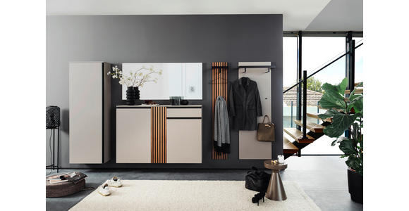 GARDEROBE 5-teilig in 330/200/30 cm - Nussbaumfarben/Grau, Design, Holz/Holzwerkstoff (330/200/30cm) - Moderano