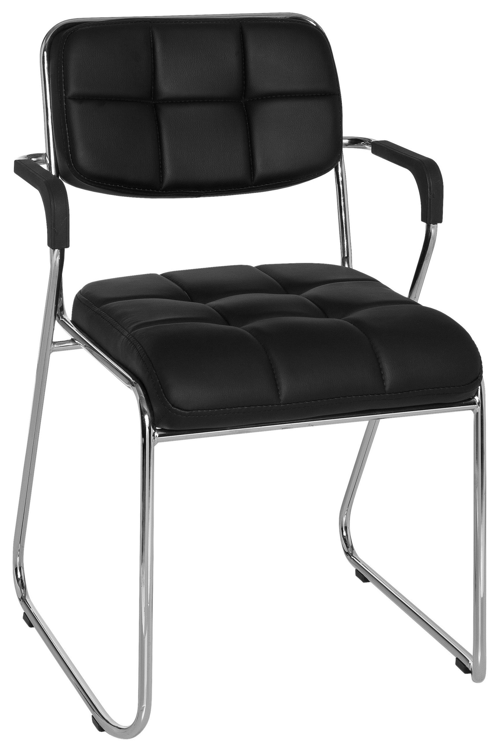 BESÖKSSTOL  i läderimitation svart  - kromfärg/svart, Basics, metall/textil (49/79/44cm) - MID.YOU