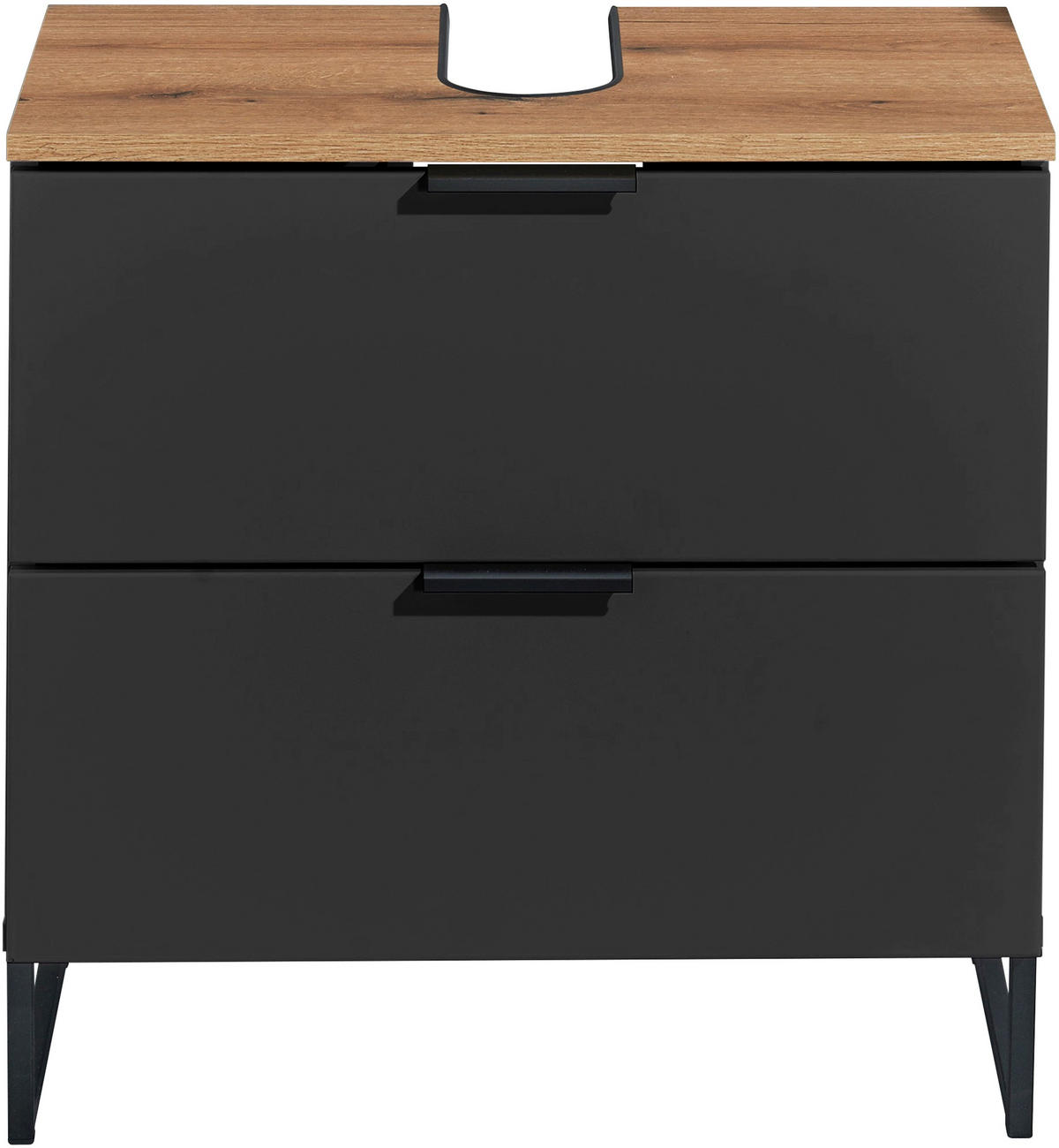 WASCHBECKENUNTERSCHRANK 60/60/35 cm  - Eichefarben/Schwarz, KONVENTIONELL, Holzwerkstoff/Metall (60/60/35cm) - home24