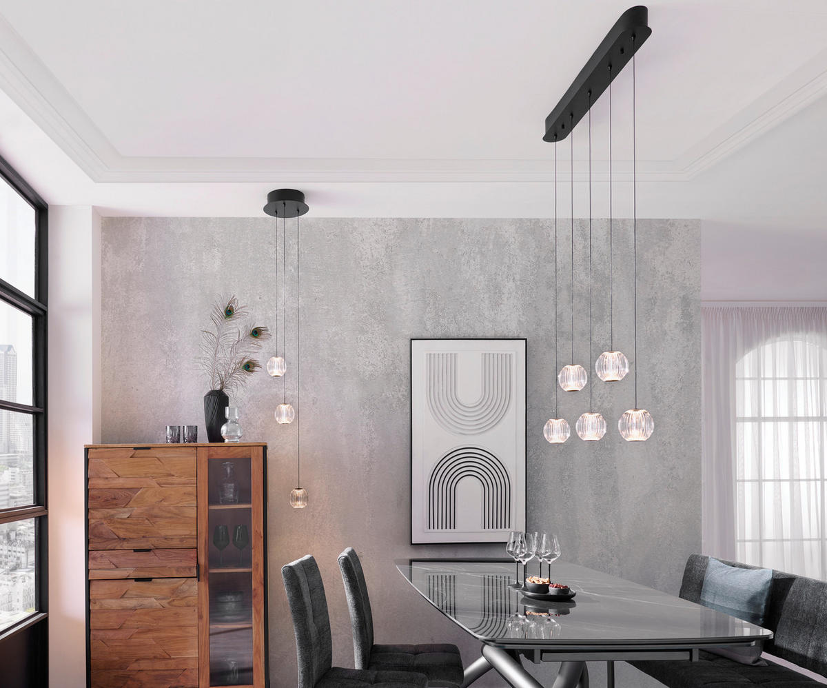 LED SVJETILJKA VISEĆA  25/150 cm      New York  - prozirno/crna, Design, metal/plastika (25/150cm) - Dieter Knoll