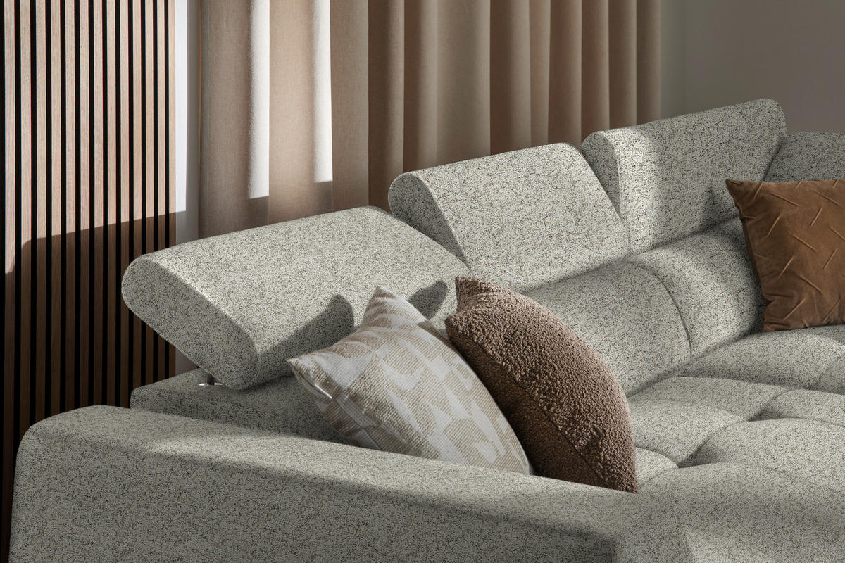ECKSOFA in Struktur Creme  284/205 cm  - Creme/Schwarz, Design, Kunststoff/Textil (284/205cm) - Xora