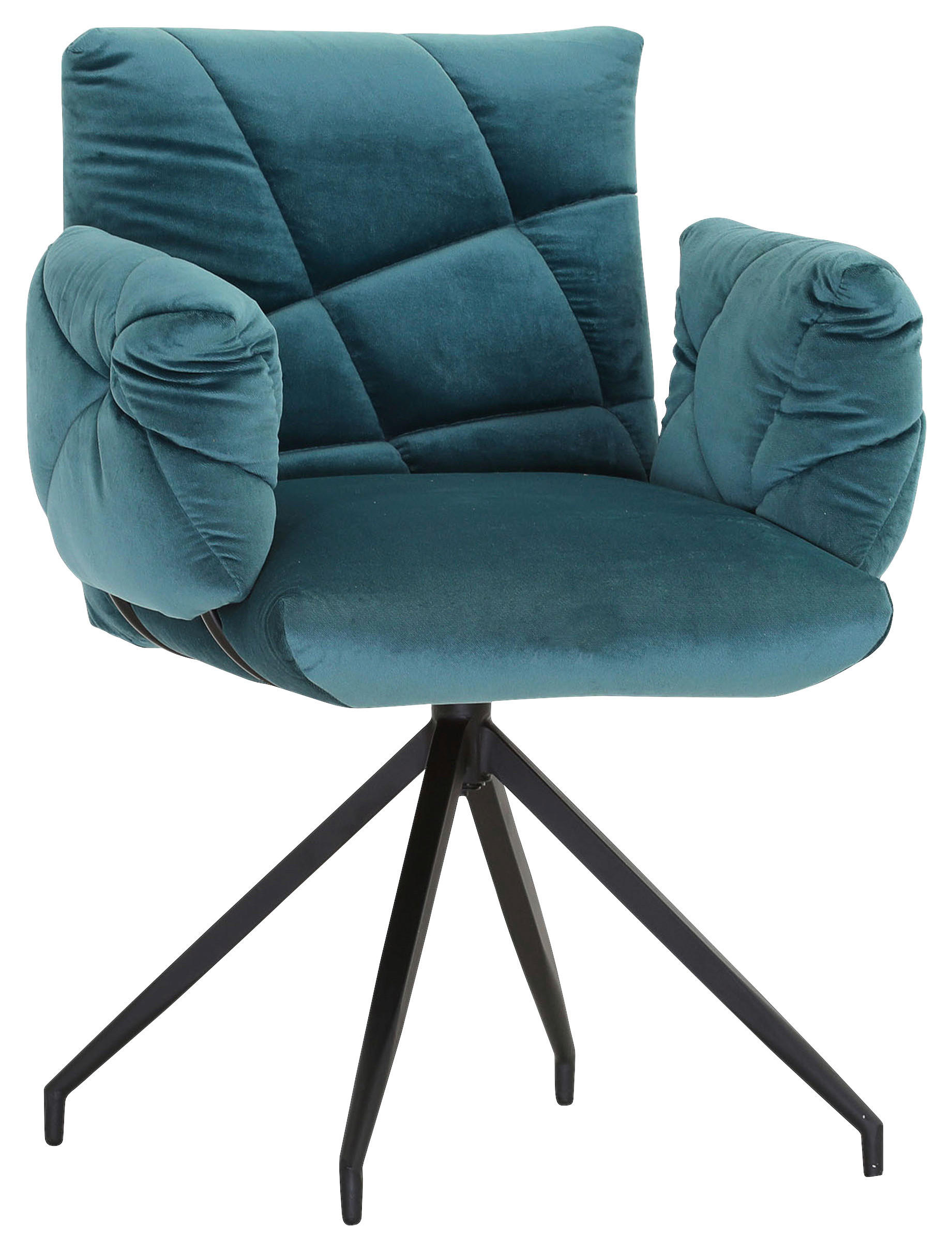 SCAUN CU BRAȚE in negru, turcoaz  - turcoaz/negru, Design, metal/textil (68/88/66cm) - Landscape