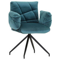 SCAUN CU BRAȚE in negru, turcoaz  - turcoaz/negru, Design, metal/textil (68/88/66cm) - Landscape