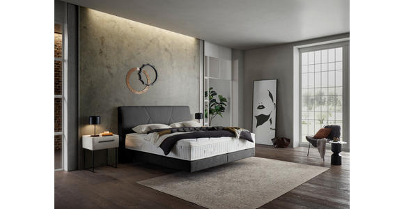 BOXSPRINGBETT 160/200 cm,  in Anthrazit, Topper, Matratzen, H2 + H2 = mittel  - Anthrazit/Schwarz, Design, Kunststoff/Textil (160/200cm) - Dieter Knoll