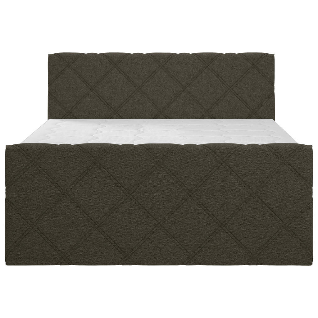 Thumbnail - Esposa Boxspringbett, Dunkelbraun, Textil, H3, Höhe ca. 20 cm, 180x200 cm, Bettkasten, gepolstertes Kopfteil, Stoffauswa...