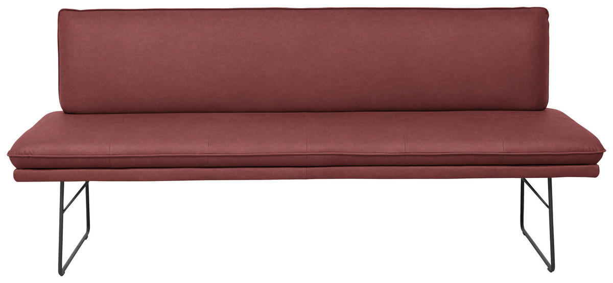 SITZBANK in Metall, Textil Schwarz, Bordeaux  - Bordeaux/Schwarz, Design, Textil/Metall (195/87/65cm) - Dieter Knoll