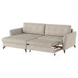 ECKSOFA in Flachgewebe, Leinenoptik Beige  - Beige/Schwarz, Design, Textil/Metall (170/242cm) - Xora