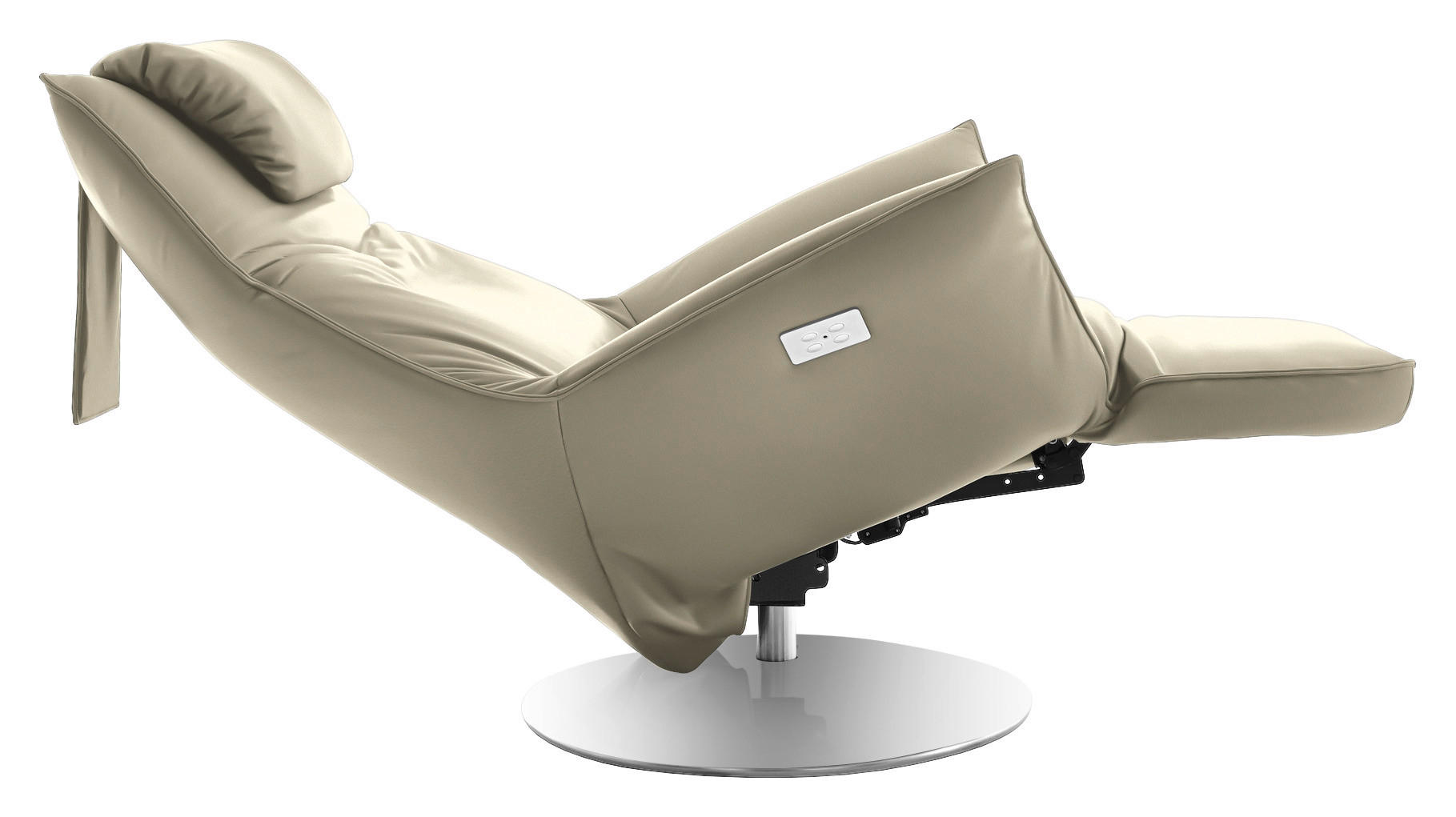 RELAXSESSEL in Leder Ecru  - Ecru/Edelstahlfarben, Design, Leder/Metall (92/79/90cm) - Koinor