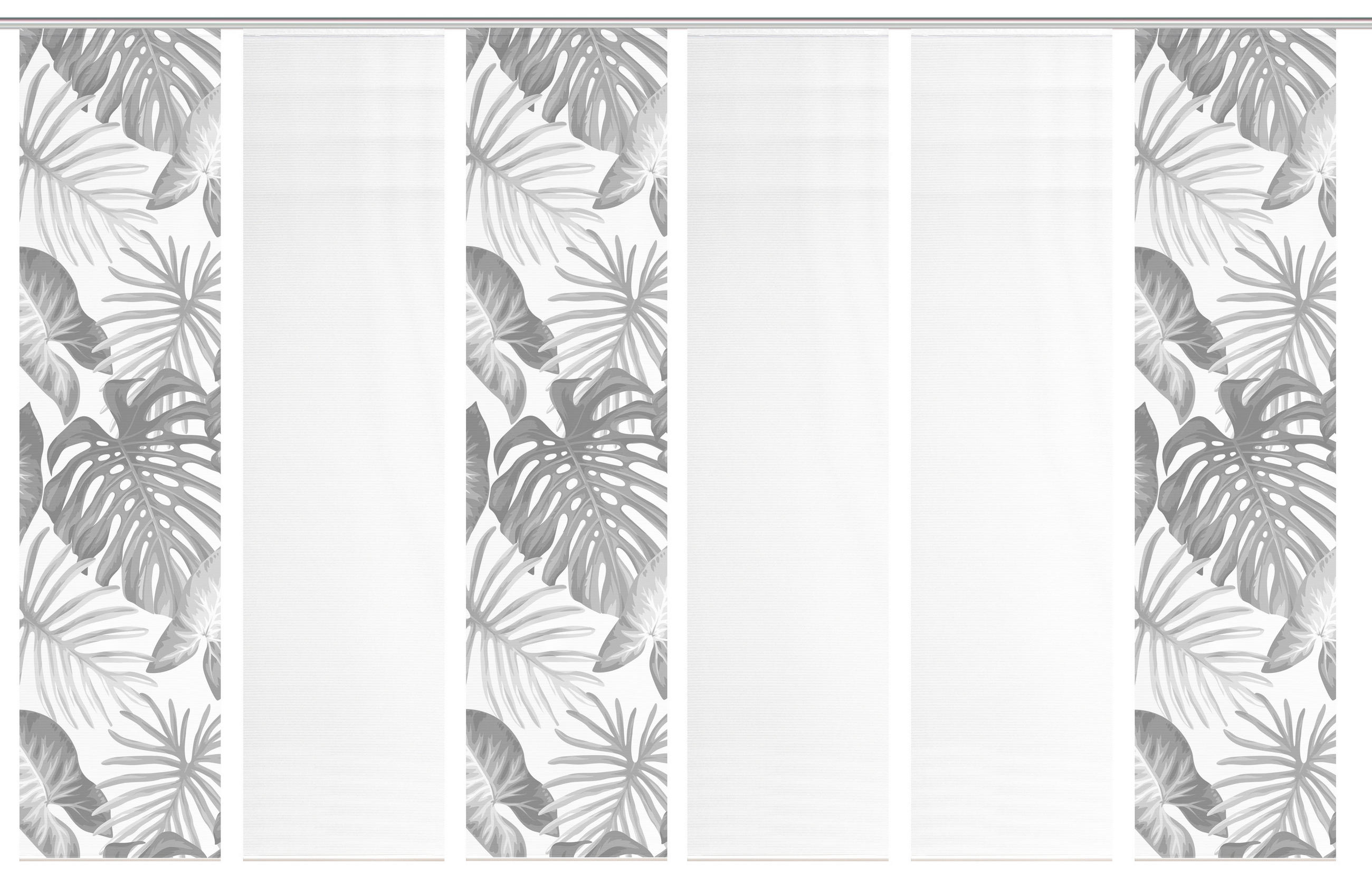 FLÄCHENVORHANG  6 Stück  blickdicht  60/260 cm   - Grau Hochglanz/Weiß, Natur, Textil (60/260cm)