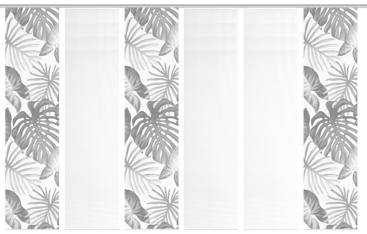 FLÄCHENVORHANG  6 Stück  blickdicht  60/260 cm   - Grau Hochglanz/Weiß, Natur, Textil (60/260cm)