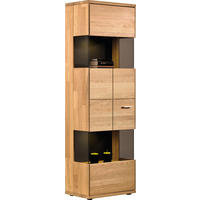 VITRINE in massiv Eiche   - Silberfarben/Schwarz, Design, Glas/Holz (63/200/40cm) - Musterring