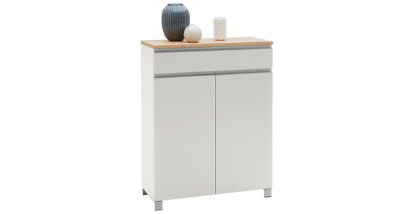 SCHUHSCHRANK 84/108/37 cm - Eichefarben/Silberfarben, Design, Holz/Holzwerkstoff (84/108/37cm) - Dieter Knoll