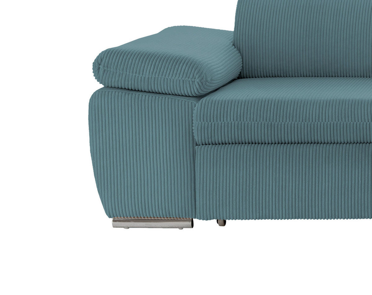 ECKSOFA Cord Petrol  - Chromfarben/Petrol, Design, Textil/Metall (283/228cm) - Livetastic
